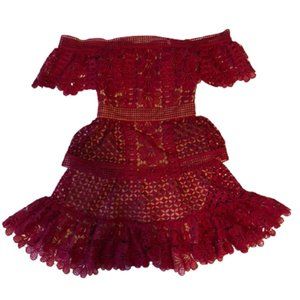 SELF-PORTRAIT Off-the-shoulder tiered guipure lace